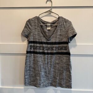 Victoria's Secret Gray and Black V-Neck Tee